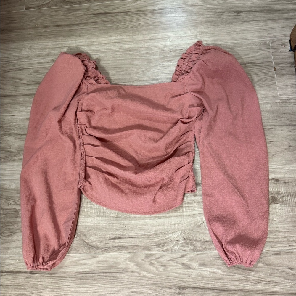 Shein women's pink blouse, size M, with elastic at the back